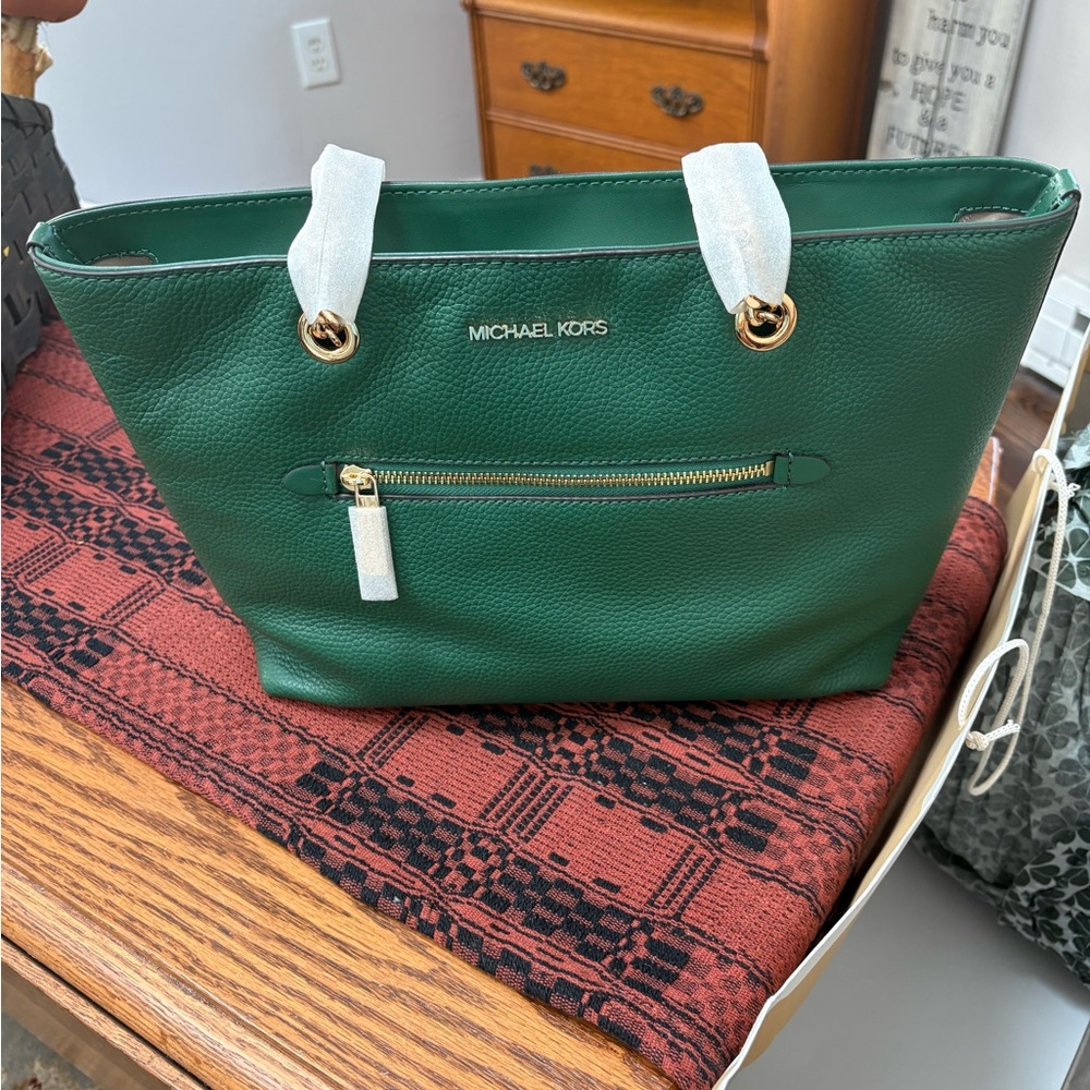 Michael Kors Green Tote with Gold Chains